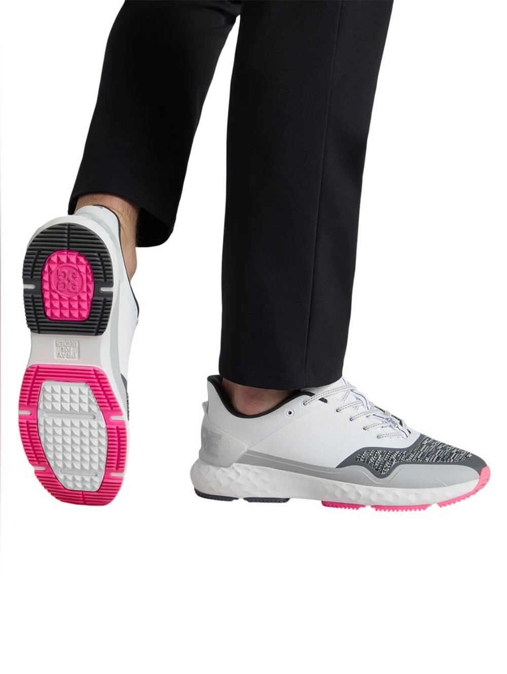 ​G/FORE MG4+ Stippled Golf Shoes Snow Nimbus Grey Pink Athleisure Men's Size 8